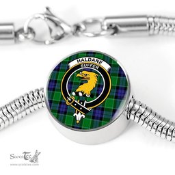 Scottish Haldane Clan Tartan Bracelet - Round Shape Pendant Scottish Plaid Tartan Plaid