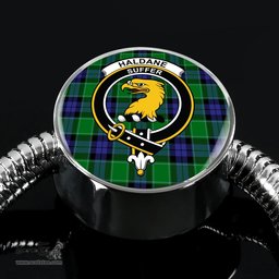 Scottish Haldane Clan Tartan Bracelet - Round Shape Pendant Scottish Plaid Tartan Plaid