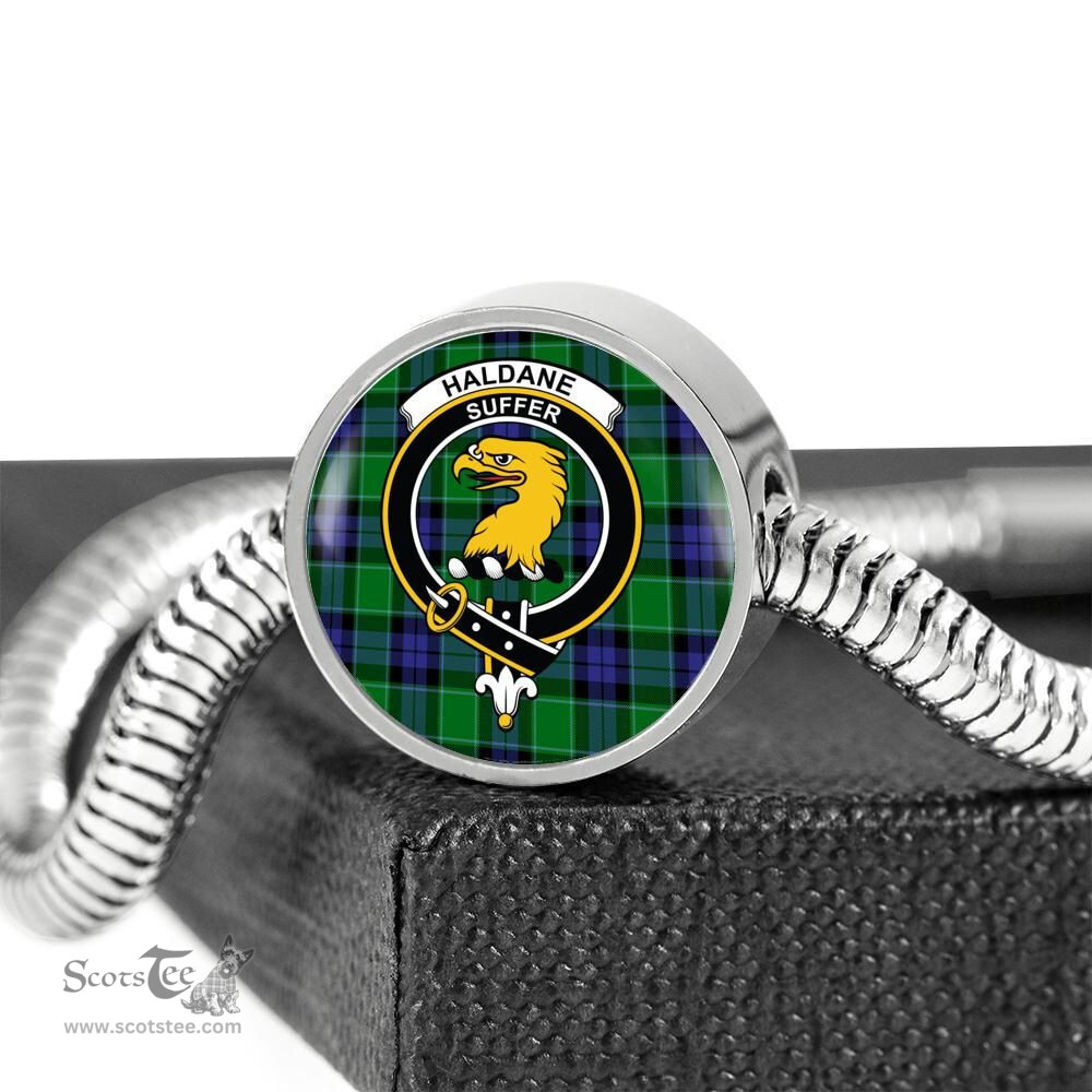 Scottish Haldane Clan Tartan Bracelet - Round Shape Pendant Scottish Plaid Tartan Plaid
