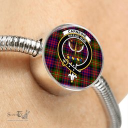 Scottish Carnegie Clan Tartan Bracelet - Round Shape Pendant Scottish Plaid Tartan Plaid