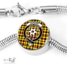 Scottish Jardine Clan Tartan Bracelet - Round Shape Pendant Scottish Plaid Tartan Plaid