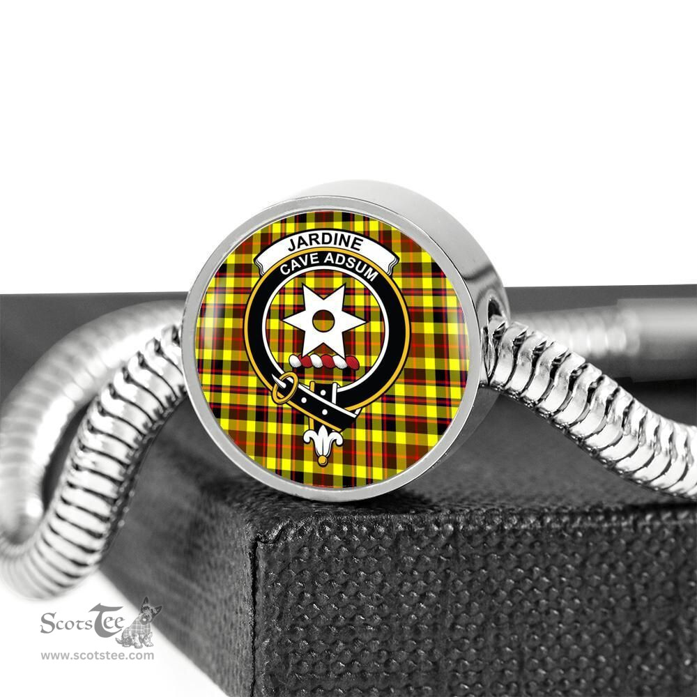 Scottish Jardine Clan Tartan Bracelet - Round Shape Pendant Scottish Plaid Tartan Plaid