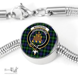 Scottish Mackenzie Modern Clan Tartan Bracelet - Round Shape Pendant Scottish Plaid Tartan Plaid