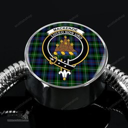Scottish Mackenzie Modern Clan Tartan Bracelet - Round Shape Pendant Scottish Plaid Tartan Plaid