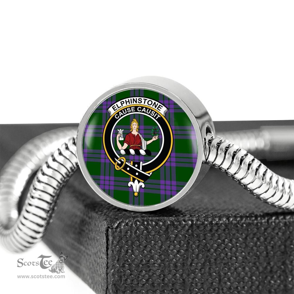 Scottish Elphinstone Clan Tartan Bracelet - Round Shape Pendant Scottish Plaid Tartan Plaid