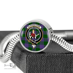 Scottish Elphinstone Clan Tartan Bracelet - Round Shape Pendant Scottish Plaid Tartan Plaid