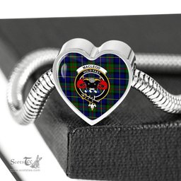 Scottish Macleod Clan Tartan Bracelet - Heart Shape Pendant Scottish Plaid Tartan Plaid