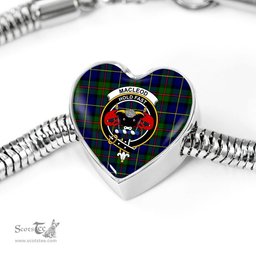 Scottish Macleod Clan Tartan Bracelet - Heart Shape Pendant Scottish Plaid Tartan Plaid