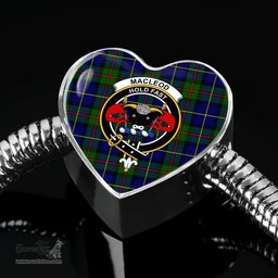 Scottish Macleod Clan Tartan Bracelet - Heart Shape Pendant Scottish Plaid Tartan Plaid