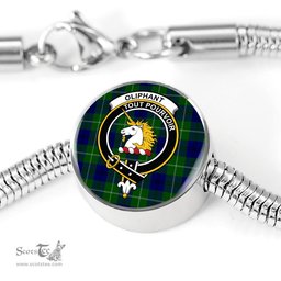Scottish Oliphant Modern Clan Tartan Bracelet - Round Shape Pendant Scottish Plaid Tartan Plaid