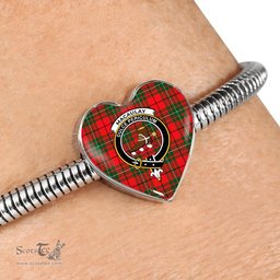 Scottish Macaulay Modern Clan Tartan Bracelet - Heart Shape Pendant Scottish Plaid Tartan Plaid