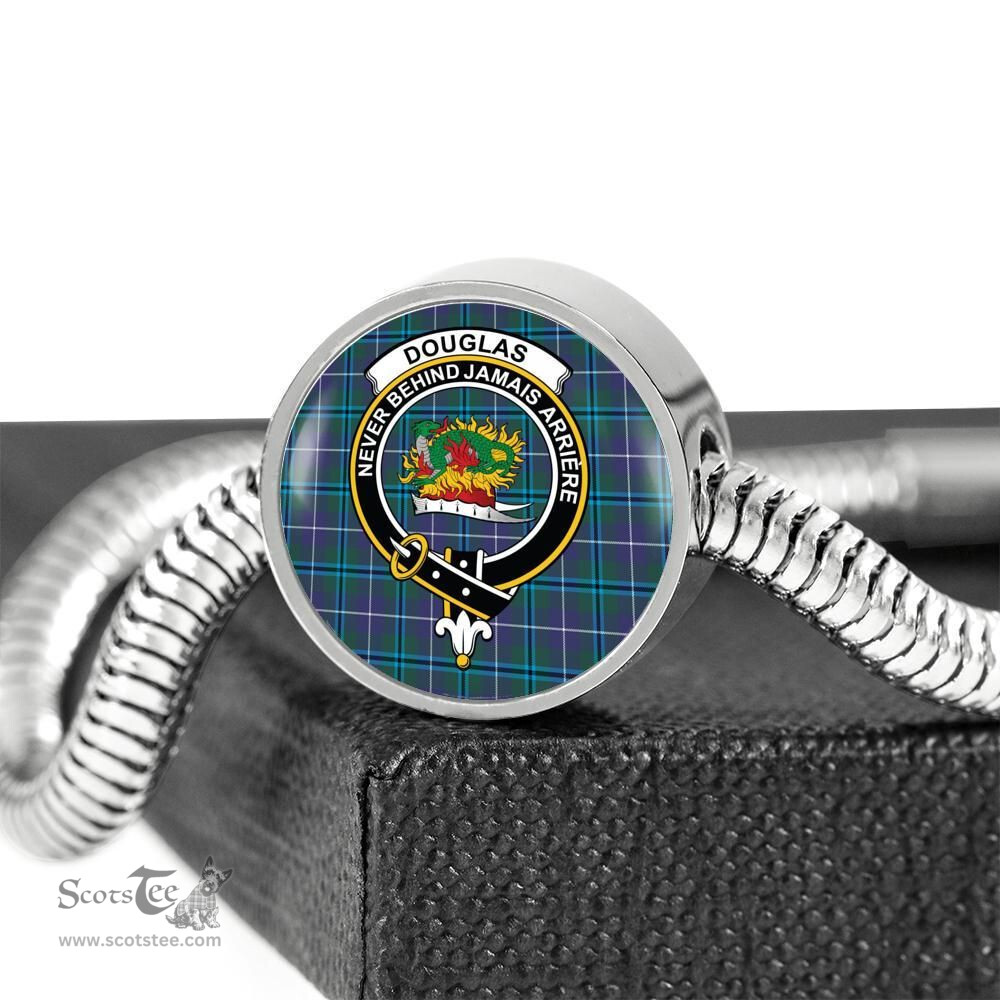 Scottish Douglas Modern Clan Tartan Bracelet - Round Shape Pendant Scottish Plaid Tartan Plaid