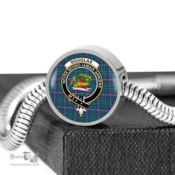 Scottish Douglas Modern Clan Tartan Bracelet - Round Shape Pendant Scottish Plaid Tartan Plaid