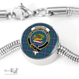 Scottish Douglas Modern Clan Tartan Bracelet - Round Shape Pendant Scottish Plaid Tartan Plaid