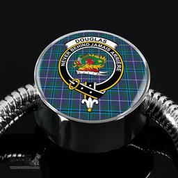 Scottish Douglas Modern Clan Tartan Bracelet - Round Shape Pendant Scottish Plaid Tartan Plaid