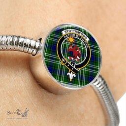 Scottish Spottiswood Clan Tartan Bracelet - Round Shape Pendant Scottish Plaid Tartan Plaid