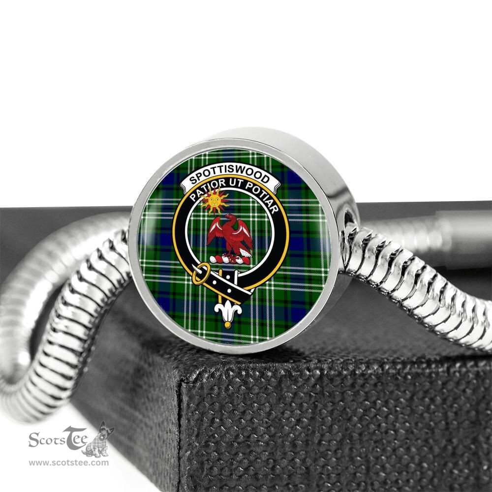 Scottish Spottiswood Clan Tartan Bracelet - Round Shape Pendant Scottish Plaid Tartan Plaid