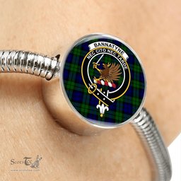 Scottish Bannatyne Clan Tartan Bracelet - Round Shape Pendant Scottish Plaid Tartan Plaid