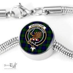 Scottish Bannatyne Clan Tartan Bracelet - Round Shape Pendant Scottish Plaid Tartan Plaid