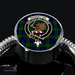 Scottish Bannatyne Clan Tartan Bracelet - Round Shape Pendant Scottish Plaid Tartan Plaid