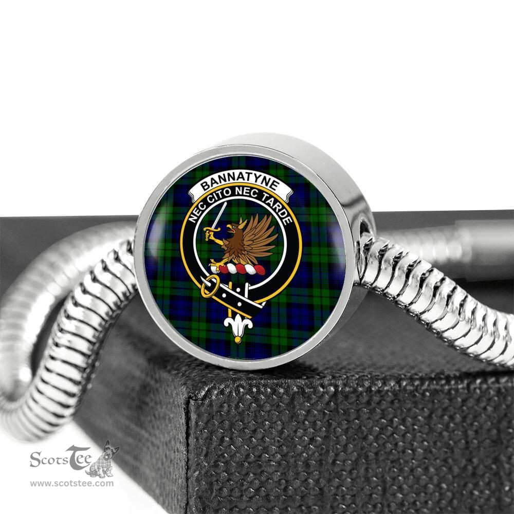 Scottish Bannatyne Clan Tartan Bracelet - Round Shape Pendant Scottish Plaid Tartan Plaid