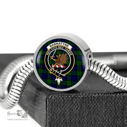 Scottish Bannatyne Clan Tartan Bracelet - Round Shape Pendant Scottish Plaid Tartan Plaid