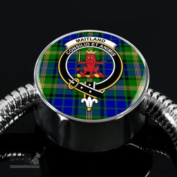Scottish Maitland Clan Tartan Bracelet - Round Shape Pendant Scottish Plaid Tartan Plaid
