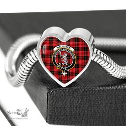 Scottish Macqueen Modern Clan Tartan Bracelet - Heart Shape Pendant Scottish Plaid Tartan Plaid