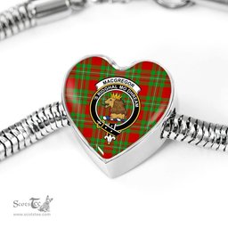 Scottish Macgregor Modern Clan Tartan Bracelet - Heart Shape Pendant Scottish Plaid Tartan Plaid