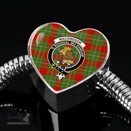 Scottish Macgregor Modern Clan Tartan Bracelet - Heart Shape Pendant Scottish Plaid Tartan Plaid