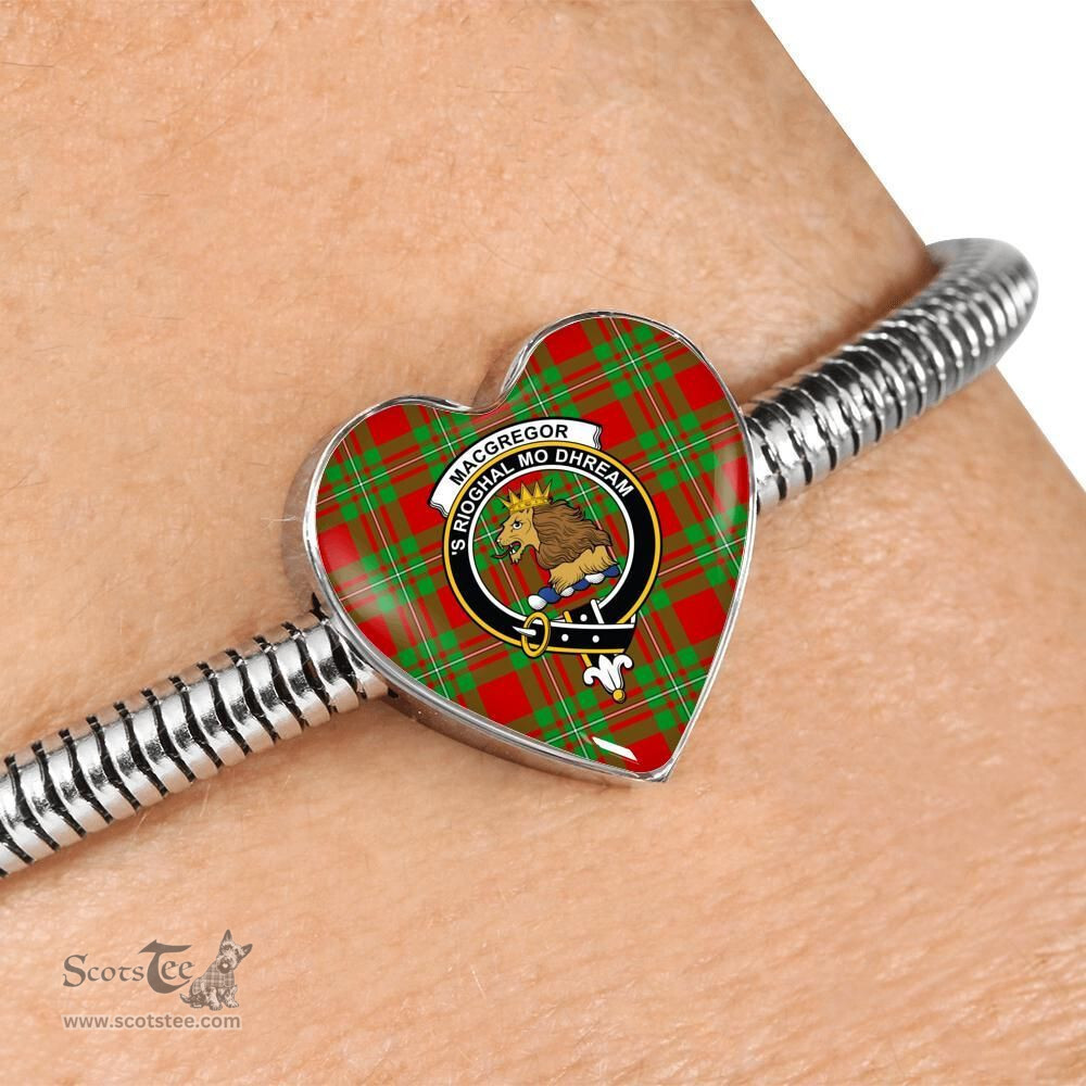 Scottish Macgregor Modern Clan Tartan Bracelet - Heart Shape Pendant Scottish Plaid Tartan Plaid