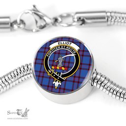 Scottish Elliot Modern Clan Tartan Bracelet - Round Shape Pendant Scottish Plaid Tartan Plaid