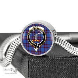 Scottish Elliot Modern Clan Tartan Bracelet - Round Shape Pendant Scottish Plaid Tartan Plaid