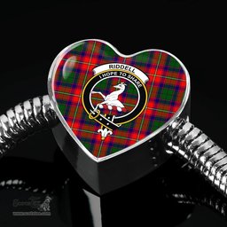 Scottish Riddell Clan Tartan Bracelet - Heart Shape Pendant Scottish Plaid Tartan Plaid