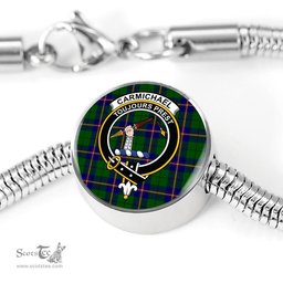Scottish Carmichael Modern Clan Tartan Bracelet - Round Shape Pendant Scottish Plaid Tartan Plaid