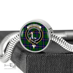 Scottish Carmichael Modern Clan Tartan Bracelet - Round Shape Pendant Scottish Plaid Tartan Plaid