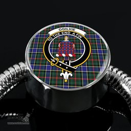 Scottish Ogilvie Hunting Modern Clan Tartan Bracelet - Round Shape Pendant Scottish Plaid Tartan Plaid
