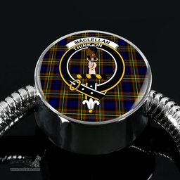 Scottish Maclellan Modern Clan Tartan Bracelet - Round Shape Pendant Scottish Plaid Tartan Plaid