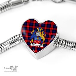 Scottish Mclaughlin Clan Tartan Bracelet - Heart Shape Pendant Scottish Plaid Tartan Plaid