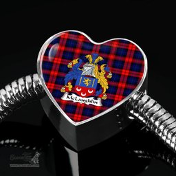 Scottish Mclaughlin Clan Tartan Bracelet - Heart Shape Pendant Scottish Plaid Tartan Plaid