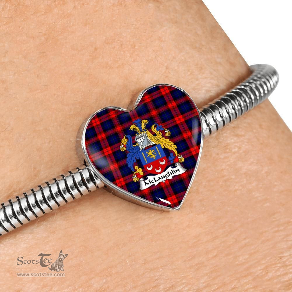 Scottish Mclaughlin Clan Tartan Bracelet - Heart Shape Pendant Scottish Plaid Tartan Plaid