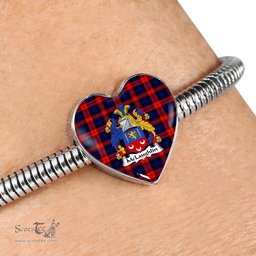 Scottish Mclaughlin Clan Tartan Bracelet - Heart Shape Pendant Scottish Plaid Tartan Plaid