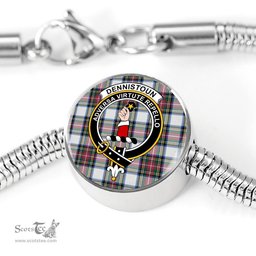 Scottish Dennistoun Clan Tartan Bracelet - Round Shape Pendant Scottish Plaid Tartan Plaid
