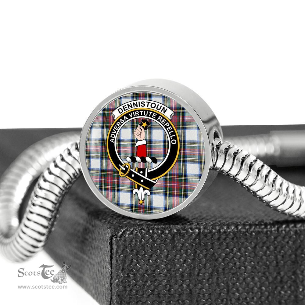 Scottish Dennistoun Clan Tartan Bracelet - Round Shape Pendant Scottish Plaid Tartan Plaid