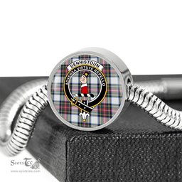 Scottish Dennistoun Clan Tartan Bracelet - Round Shape Pendant Scottish Plaid Tartan Plaid