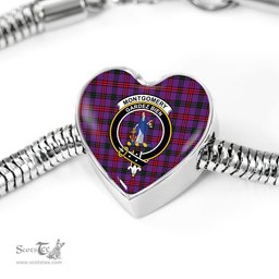 Scottish Montgomery Modern Clan Tartan Bracelet - Heart Shape Pendant Scottish Plaid Tartan Plaid