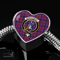 Scottish Montgomery Modern Clan Tartan Bracelet - Heart Shape Pendant Scottish Plaid Tartan Plaid