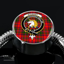 Scottish Stewart Of Appin Clan Tartan Bracelet - Round Shape Pendant Scottish Plaid Tartan Plaid