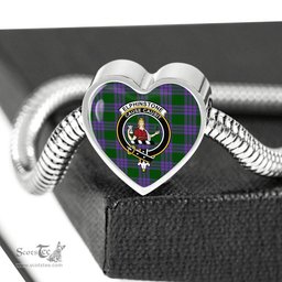 Scottish Elphinstone Clan Tartan Bracelet - Heart Shape Pendant Scottish Plaid Tartan Plaid