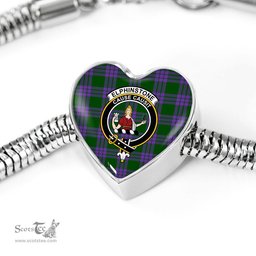Scottish Elphinstone Clan Tartan Bracelet - Heart Shape Pendant Scottish Plaid Tartan Plaid
